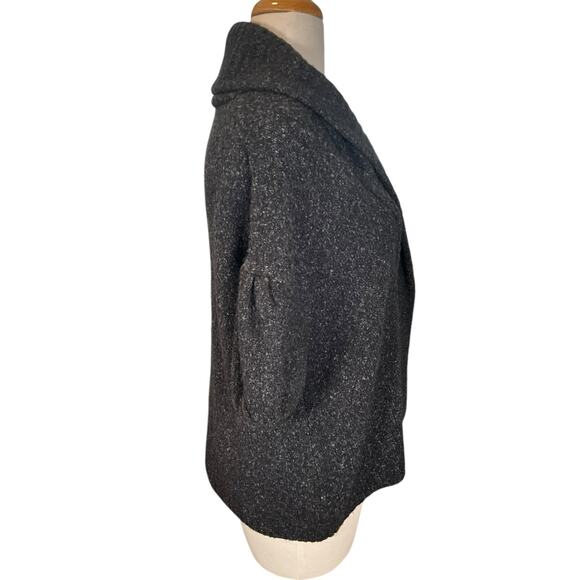 BCBGMAXAZRIA Wool Blend Bubble Short Sleeve Cardigan Charcoal Gray Size M/L - Picture 4 of 10